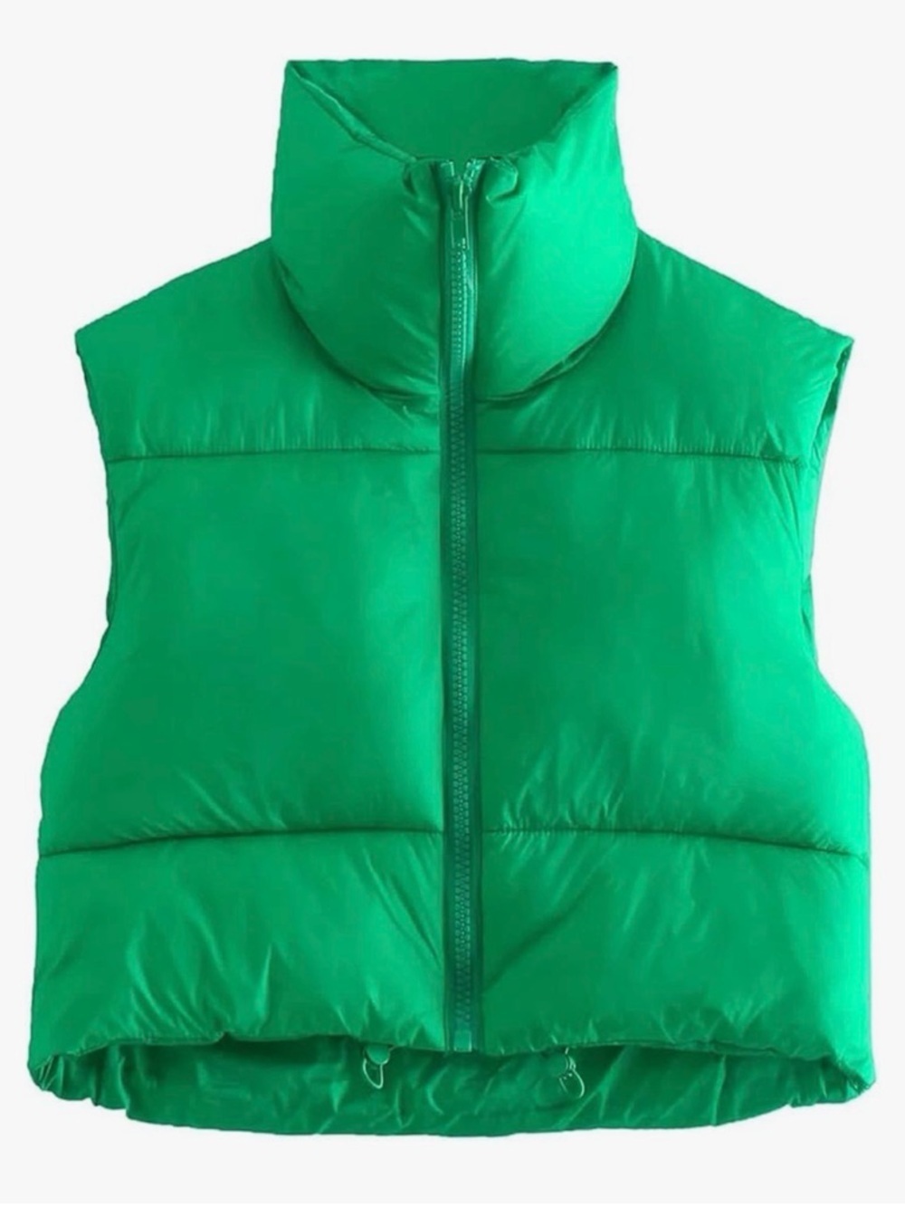 Women’s Green Cropped Puffer Vest - Picture 6 of 6